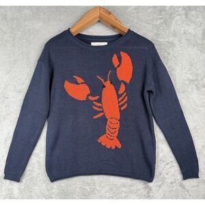 LOFT Navy and Orange Lobster Sweater